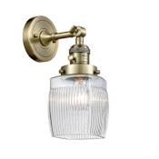 Innovations Lighting Colton Single Light 11" Tall Bathroom Sconce Antique Brass / Thick Clear Halophane
