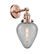 Innovations Lighting Geneseo Single Light 14" Tall Bathroom Sconce Antique Copper / Clear Crackle