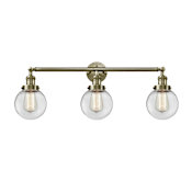 Innovations Lighting Beacon 3 Light 30" Wide Vanity Light Antique Brass / Clear
