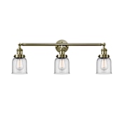 Innovations Lighting Bell 3 Light 30" Wide Commercial Vanity Light Antique Brass / Clear