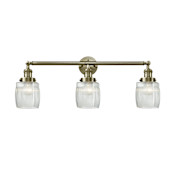 Innovations Lighting Colton 3 Light 32" Wide Bathroom Vanity Light Antique Brass / Thick Clear Halophane