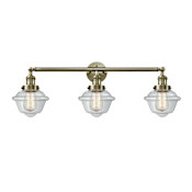 Innovations Lighting Small Oxford 3 Light 34" Wide Bathroom Vanity Light with Multiple Shade Options Antique Brass / Clear