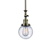 Innovations Lighting Beacon Single Light 6" Wide Mini Pendant with Heavy Cast Canopy Antique Brass / Seedy