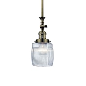 Innovations Lighting Colton Single Light 6" Wide Mini Pendant Antique Brass / Thick Clear Halophane
