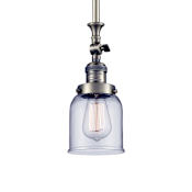 Innovations Lighting Small Bell 5" Wide Adjustable Mini Pendant Antique Brass / Clear