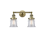 Innovations Lighting Small Canton 2 Light 17" Wide Bathroom Vanity Light Antique Brass / Clear