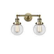 Innovations Lighting Beacon 2 Light 17" Wide Vanity Light Antique Brass / Clear