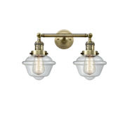 Innovations Lighting Small Oxford 2 Light 17" Wide Bathroom Vanity Light with Multiple Shade Options Antique Brass / Clear