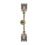 Innovations Lighting Small Bell 2 Light 23" Wide Bathroom Vanity Light with Multiple Shade Options Antique Brass / Smoke