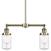 Innovations Lighting Dover 2 Light 21" Wide Chandelier / Semi-Flush Ceiling Fixture Antique Brass / Clear