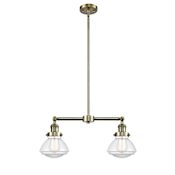 Innovations Lighting Olean 2 Light 22" Wide Chandelier / Semi-Flush Ceiling Fixture Antique Brass / Clear