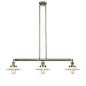 Innovations Lighting Halophane 3 Light 41" Wide Linear Chandelier Antique Brass / Matte White Halophane