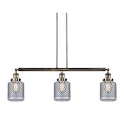 Innovations Lighting Stanton 3 Light 39" Wide Linear Chandelier Antique Brass / Vintage Wire Mesh