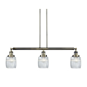 Innovations Lighting Colton 3 Light 38" Wide Linear Chandelier Antique Brass / Thick Clear Halophane