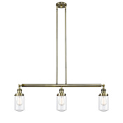 Innovations Lighting Dover 3 Light 37" Wide Linear Chandelier Antique Brass / Clear