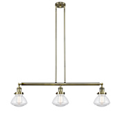 Innovations Lighting Olean 3 Light 39" Wide Linear Chandelier Antique Brass / Clear