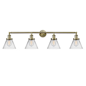 Innovations Lighting Cone 4 Light 44" Wide Vanity Light Antique Brass / Clear