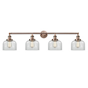 Innovations Lighting Bell 4 Light 45" Wide Commercial Vanity Light Antique Copper / Clear