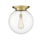 Innovations Lighting Beacon 16" Wide Flush Mount Globe Ceiling Fixture Antique Brass / Clear