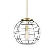 Innovations Lighting Lake Placid 16" Wide Cage Pendant with Shade Antique Brass / Matte Black
