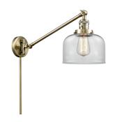 Innovations Lighting Large Bell 25" Tall Hardwired or Plug-In Wall Sconce / Converts to Pendant Antique Brass / Clear