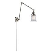 Innovations Lighting Small Canton Single Light 30" Tall Bathroom Sconce Brushed Satin Nickel / Clear