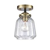 Innovations Lighting Chatham 6" Wide Semi-Flush Ceiling Fixture Black Antique Brass / Clear