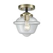 Innovations Lighting Small Oxford 8" Wide Semi-Flush Ceiling Fixture Black Antique Brass / Clear