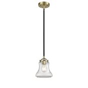 Innovations Lighting Bellmont 6" Wide Mini Pendant Black Antique Brass / Clear
