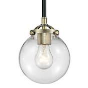 Innovations Lighting Beacon 6" Wide Mini Pendant Black / Antique Brass / Clear