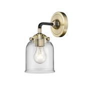Innovations Lighting Small Bell Single Light 9" Tall Bathroom Sconce Black Antique Brass / Clear