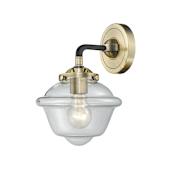 Innovations Lighting Small Oxford Single Light 9" Tall Bathroom Sconce Black Antique Brass / Clear
