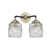 Innovations Lighting Colton 2 Light 14" Wide Bathroom Vanity Light Black Antique Brass / Clear