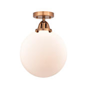 Innovations Lighting Beacon 10" Wide Semi-Flush Globe Ceiling Fixture Antique Copper / Matte White