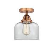 Innovations Lighting Bell 8" Wide Semi-Flush Ceiling Fixture Antique Copper / Clear