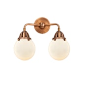 Innovations Lighting Beacon 2 Light 14" Wide Vanity Light Antique Copper / Matte White