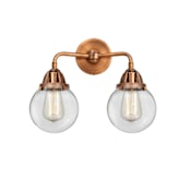 Innovations Lighting Beacon 2 Light 14" Wide Vanity Light Antique Copper / Clear