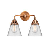 Innovations Lighting Cone 2 Light 14" Wide Vanity Light Antique Copper / Clear