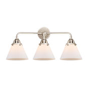 Innovations Lighting Cone 3 Light 26" Wide Vanity Light with Cone Shades Polished Nickel / Matte White