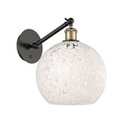 Innovations Lighting White Mouchette 12" Tall Wall Sconce Black Antique Brass / White Mouchette