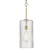 Innovations Lighting Wexford 8" Wide Mini Pendant Brushed Brass / Clear Basket Weave