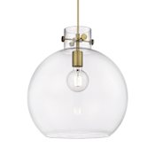 Innovations Lighting Newton Sphere 14" Wide Pendant Brushed Brass / Clear