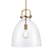 Innovations Lighting Newton Bell 14" Wide Pendant Brushed Brass / Clear