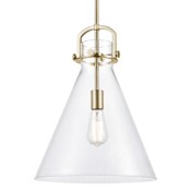 Innovations Lighting Newton Cone 14" Wide Arched-Frame Pendant with Clear Glass Shade Champagne Bronze