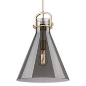 Innovations Lighting Newton Cone 14" Wide Pendant with Light Smoke Glass Shade Champagne Bronze