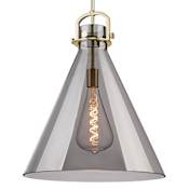 Innovations Lighting Newton Cone 18" Wide Pendant with Light Smoke Glass Shade Champagne Bronze