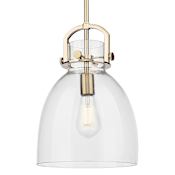 Innovations Lighting Newton Bell 10" Wide Mini Pendant with Clear Glass Shade Champagne Bronze