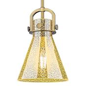 Innovations Lighting Newton Cone 8" Wide Arched-Frame Mini Pendant with Mercury Glass Shade Brushed Brass