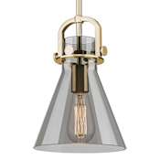 Innovations Lighting Newton Cone 8" Wide Mini Pendant with Light Smoke Glass Shade Champagne Bronze