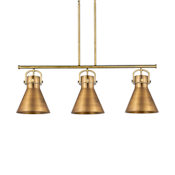 Innovations Lighting Newton Cone 3 Light 42" Wide Suspension Linear Pendant Brushed Brass